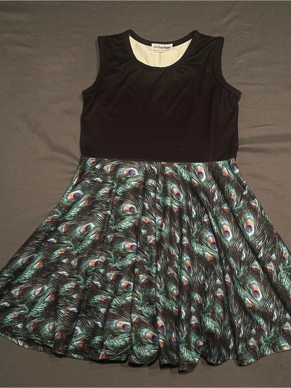 Little Dress Shoppe Girls Peacock Feather Print Fit & Flare Tank Dress